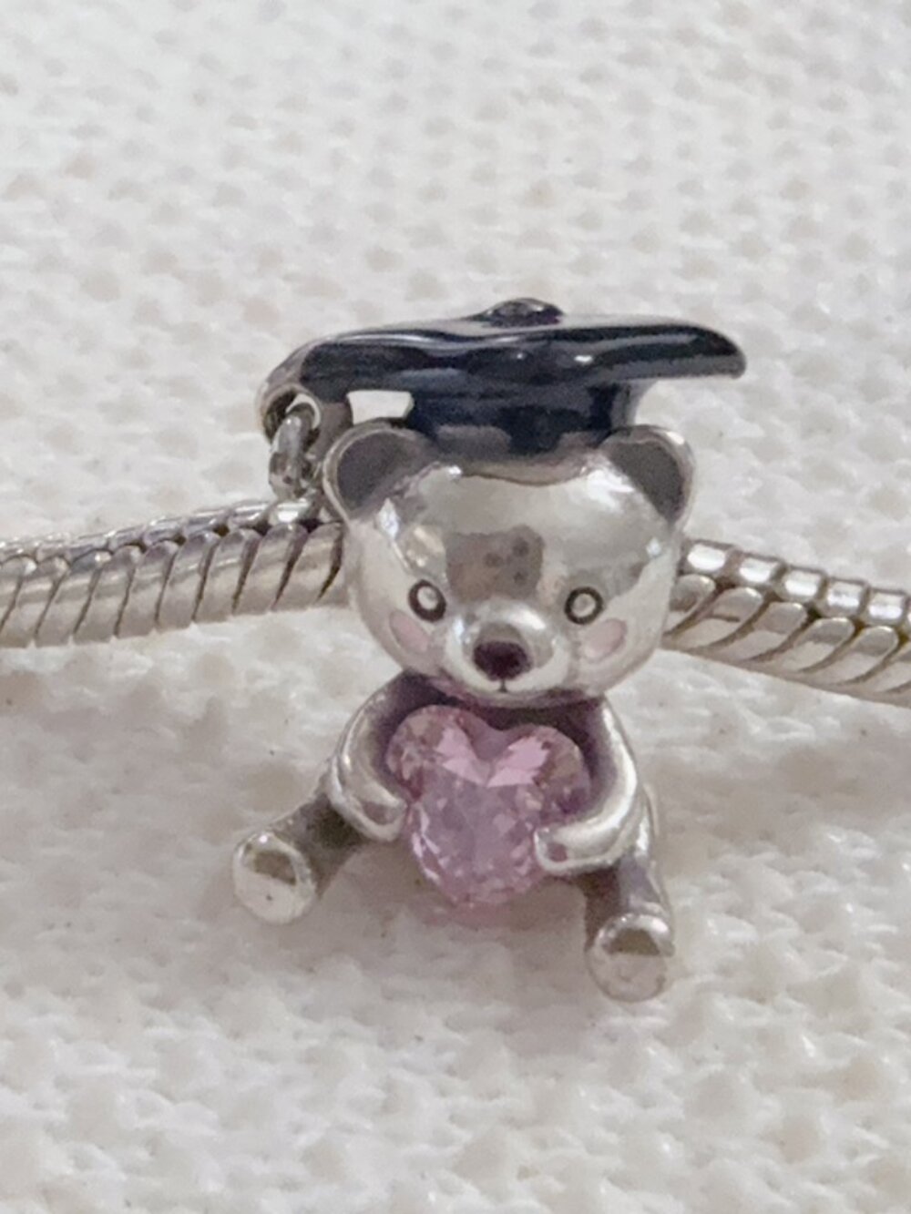 Graduation Teddy Bear Silver Charm For Pandora Bracelet